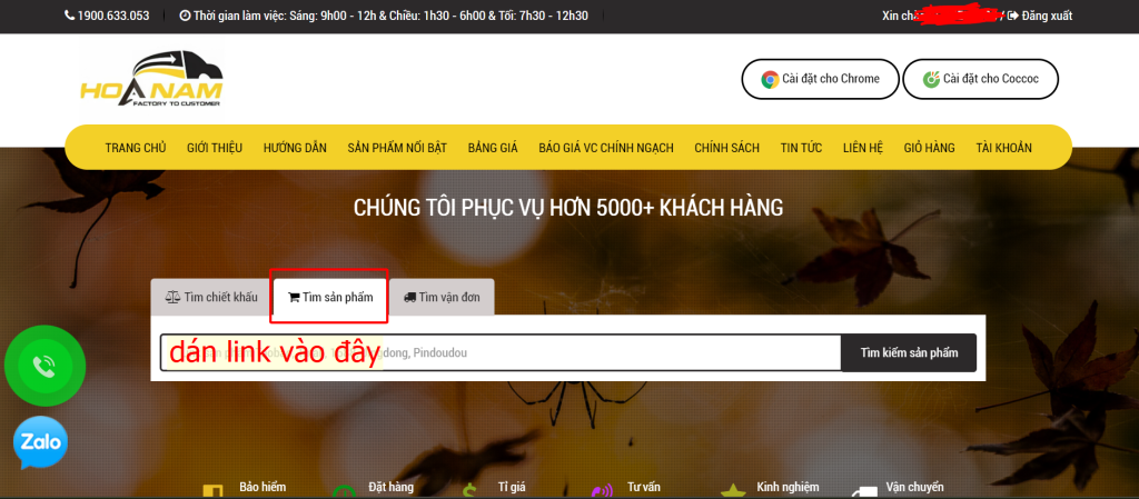 gắn link, tìm kiếm lựa chọn sản phẩm

